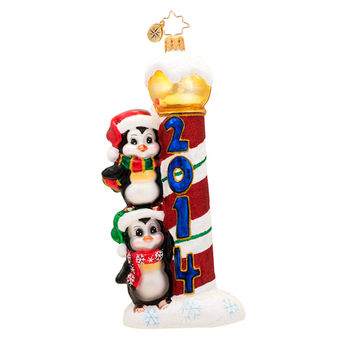 A Yearly Playful Pair 2014 Dated  (retired) Radko Ornament