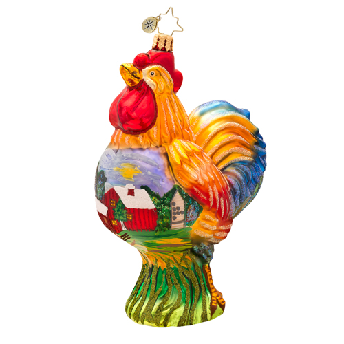 Barnyard Burner Rooster  (retired) Radko Ornament