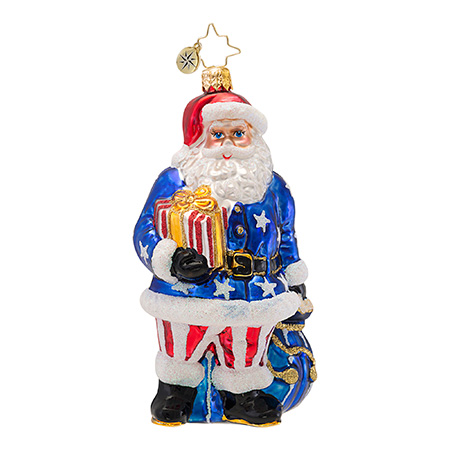 Country Loving Claus Patriotic Santa  (retired) Radko Ornament