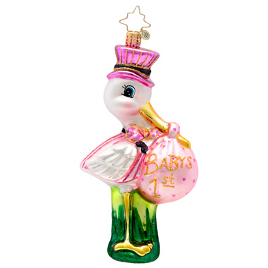 Pink Special Delivery Baby's First  Dated 2014 (retired) Radko Ornament
